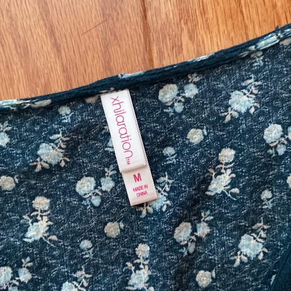 Xhilaration Teal Floral Keyhole Mini Dress - Picture 6 of 10